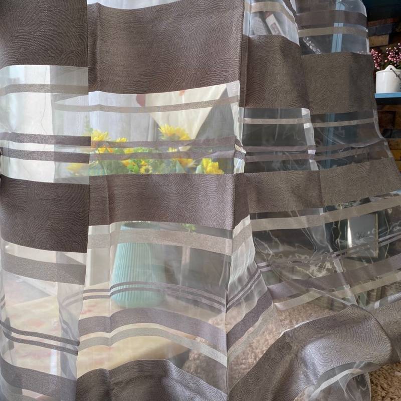 Gray stripes punching finished curtain curtain, Northern Europe's minimalist living room bedroom bedroom study curtain special offer