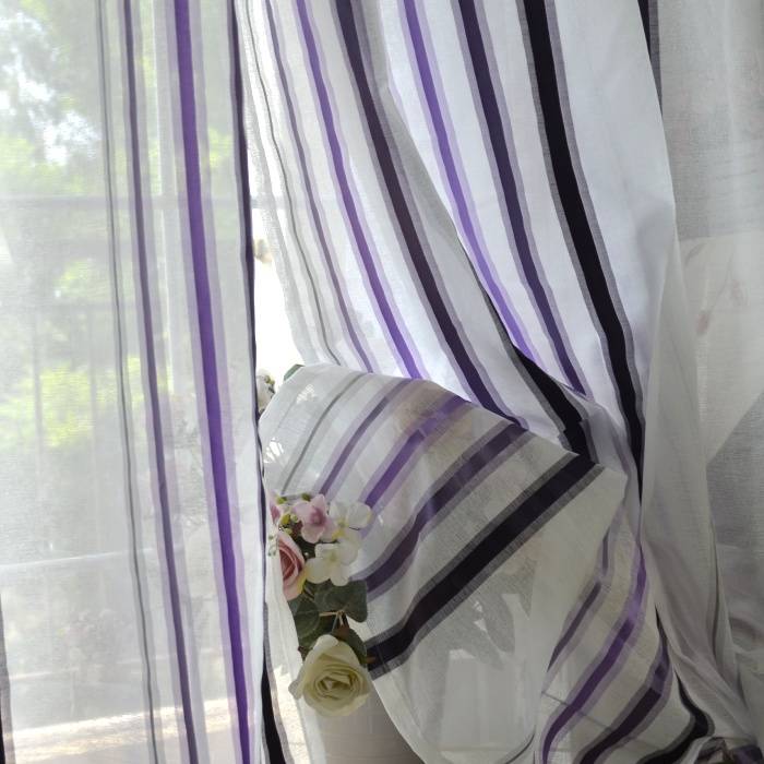 Striped finished product punching curtain inlaid stripe window screen curtain fabric partition decoration decorative curtain special price