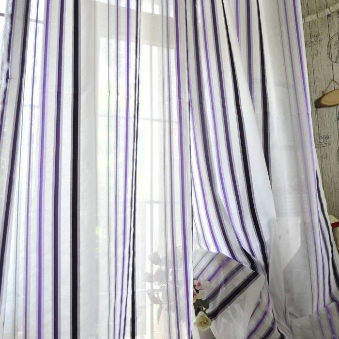 Striped finished product punching curtain inlaid stripe window screen curtain fabric partition decoration decorative curtain special price