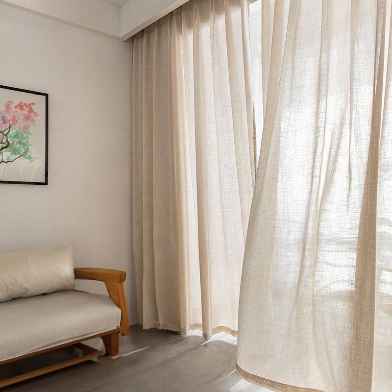 Half -shading linen -linked hook perforated curtains
