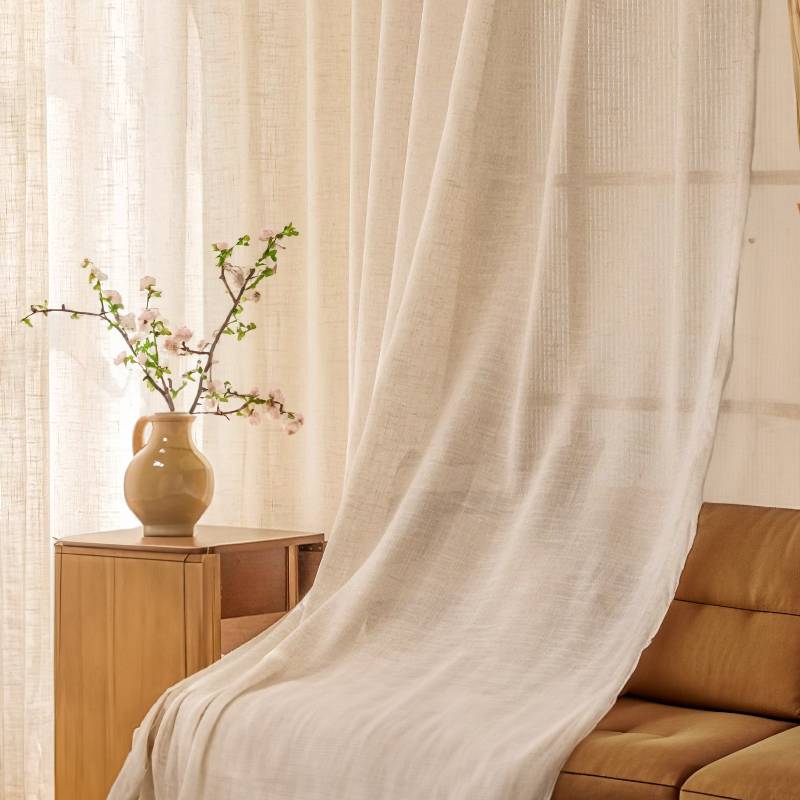 Half -shading linen -linked hook perforated curtains