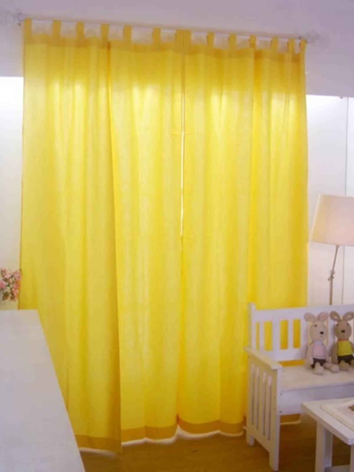 Bright yellow pure cotton and linen Nordic minimalist small curtains