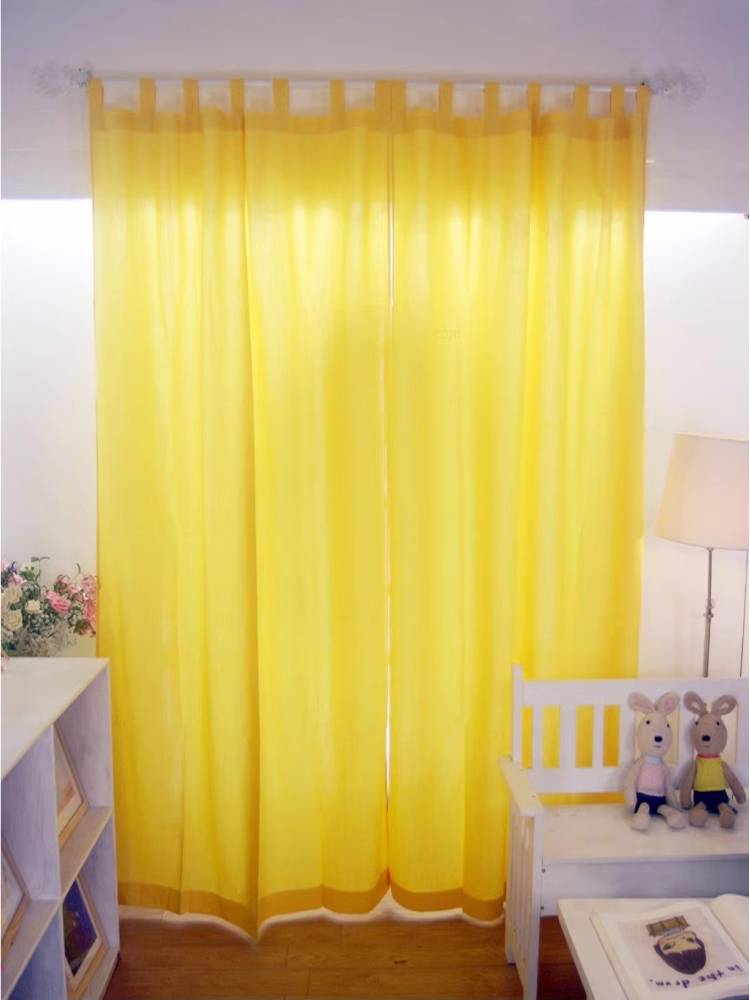 Bright yellow pure cotton and linen Nordic minimalist small curtains