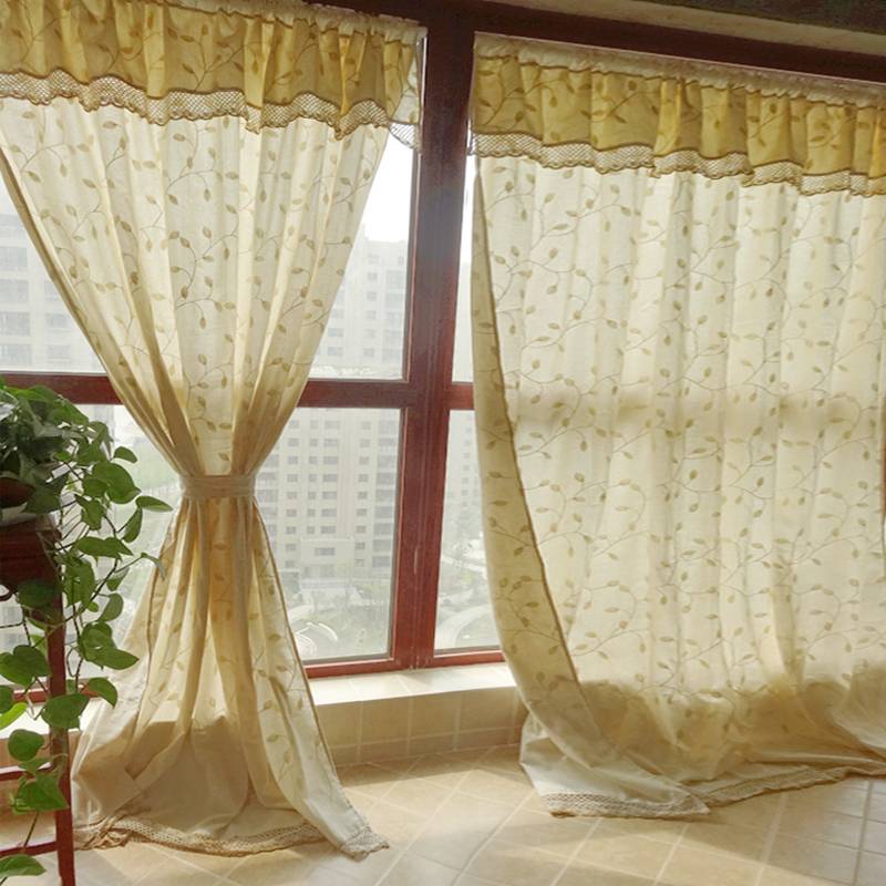 Wisteria-Mediterranean-American French rural high-end curtain cotton and hemp embroidered thick window screen