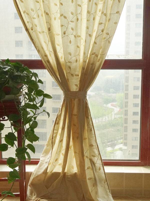 Wisteria-Mediterranean-American French rural high-end curtain cotton and hemp embroidered thick window screen