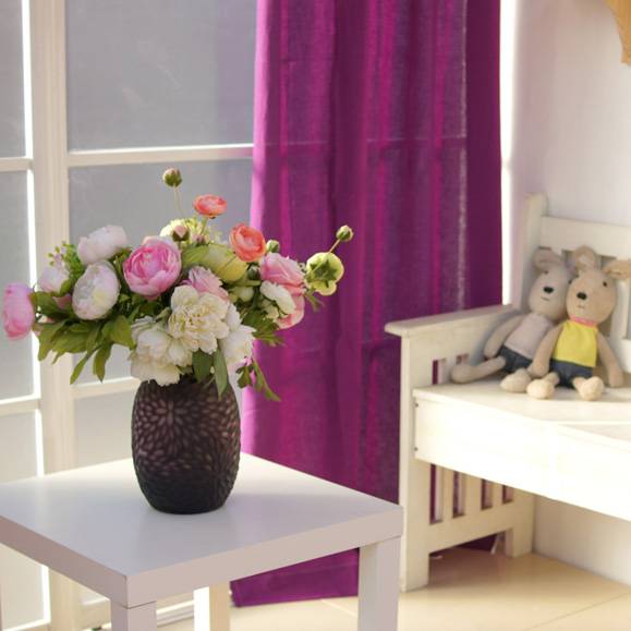 Japanese style wedding room girl purple -red cotton curtain