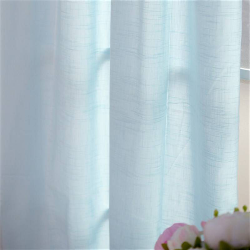 Exporting pure cotton and hemp curtains Mediterranean powder blue Japanese -style children's room small fresh linen show finished products