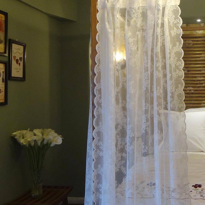 Product curtain American French -style white screen curtains Living room Lace lace bed mantle
