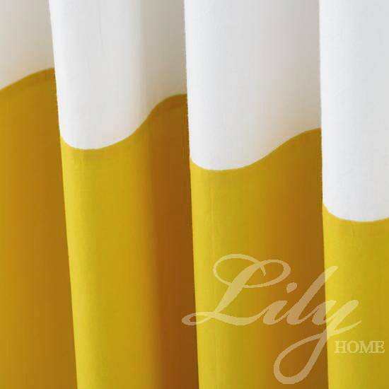 Minimal Jwan, pure cotton yellow white white splicing living room bedroom curtain British export original single can be customized