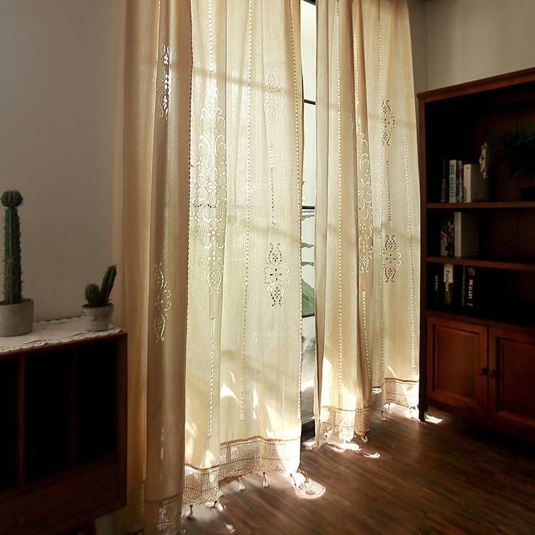 New product export Mediterranean American -style French cotton and linen lock bedroom living room finished curtain outside the curtain alone Rome