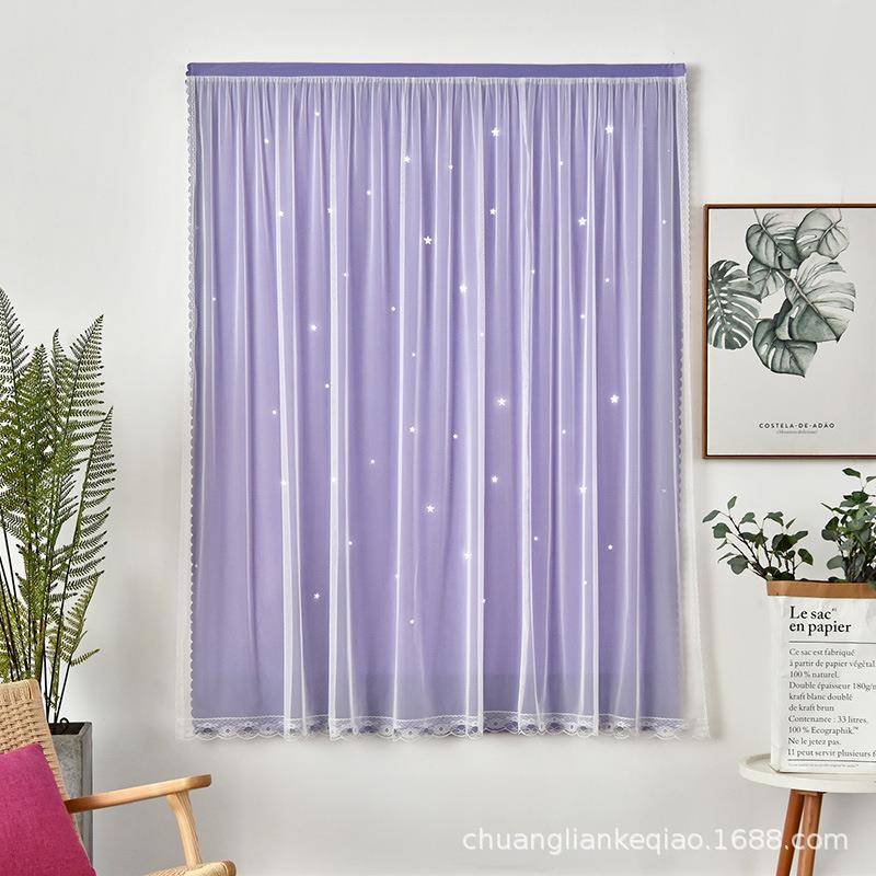 Cross -border children's room hollow stars decorative curtains Simple punch -free magic sticker finished product self -viscosity customization