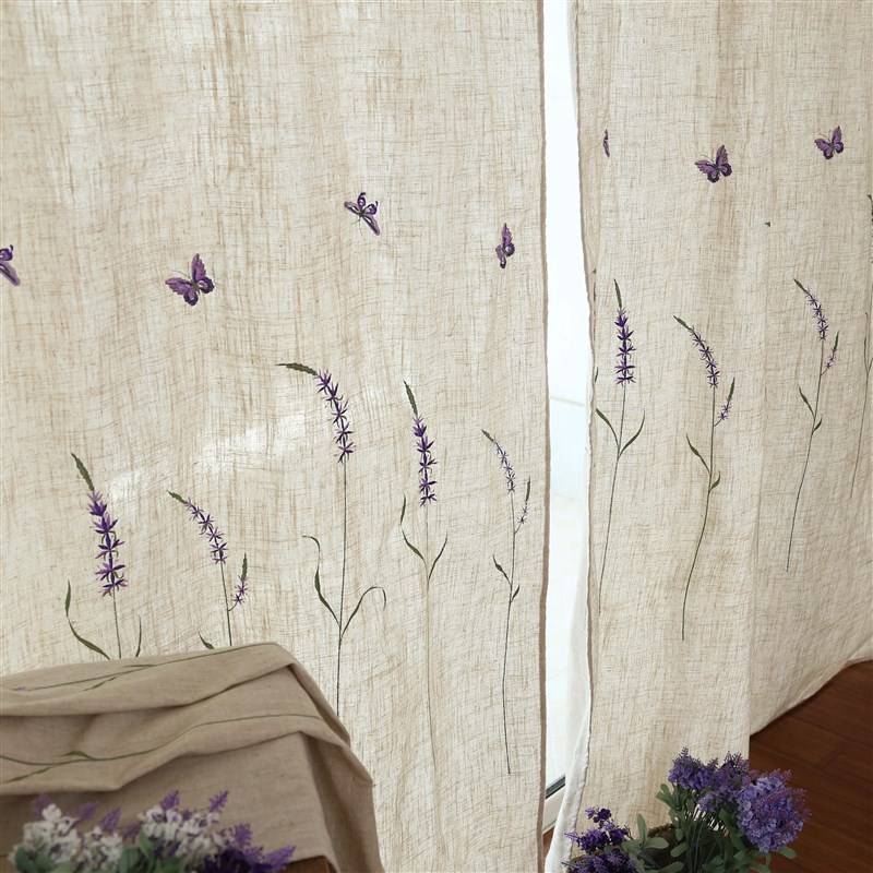 Linen rural pastoral finished curtain curtain living room bedroom balcony floor rental house curtain finished product special offer 
