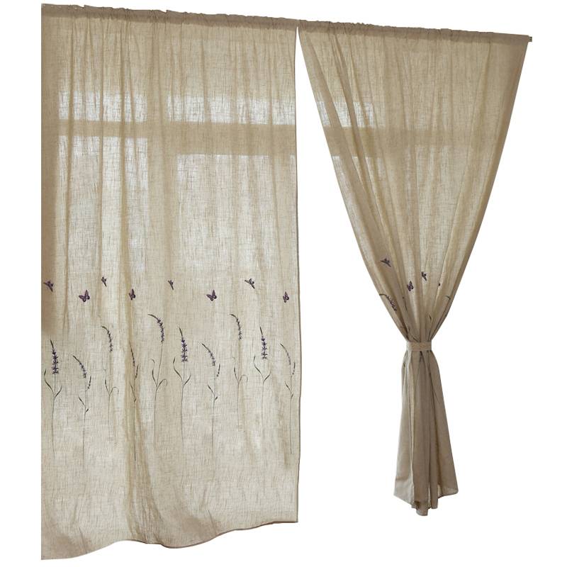 Linen rural pastoral finished curtain curtain living room bedroom balcony floor rental house curtain finished product special offer