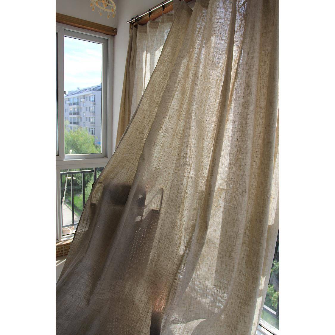 Clear linsea curtain finished shading hemp cloth can customize landing hook -through -rod study bedroom guests