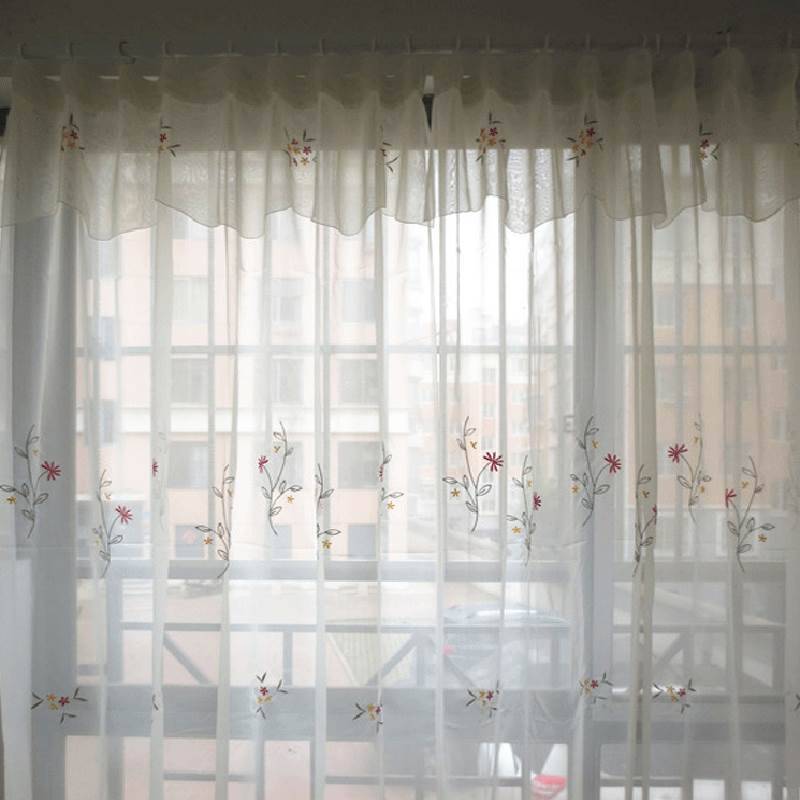 Original exit finished product curtain curtain, embroidered American pastoral balcony bay window living room window screen treatment