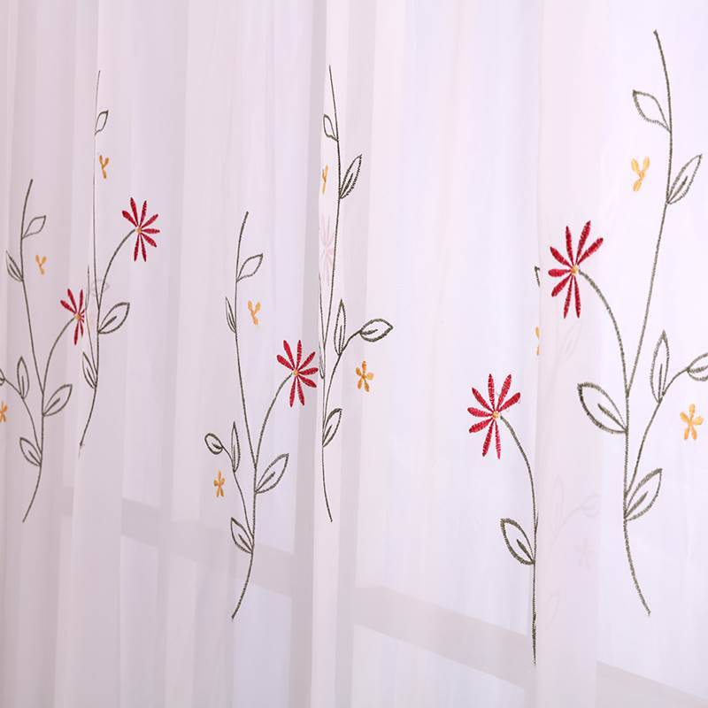 Original exit finished product curtain curtain, embroidered American pastoral balcony bay window living room window screen treatment
