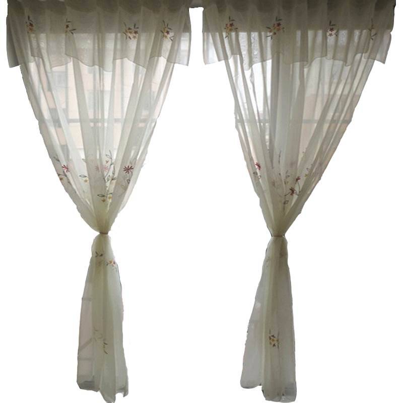 Original exit finished product curtain curtain, embroidered American pastoral balcony bay window living room window screen treatment