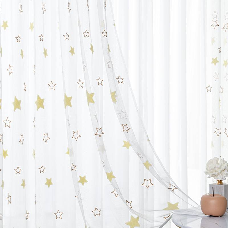 French cross -border curtain screen curtain high -level sensor screen light transparent light transmittance