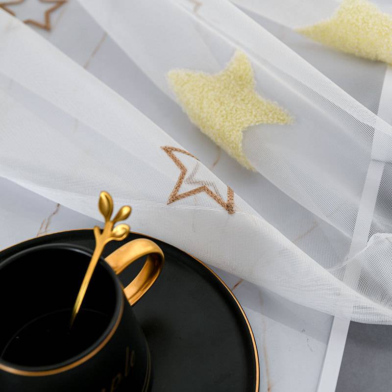 French cross -border curtain screen curtain high -level sensor screen light transparent light transmittance