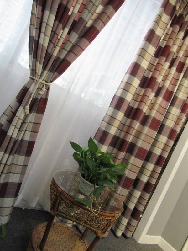 2 pieces of export tail single curtain red plaid curtain