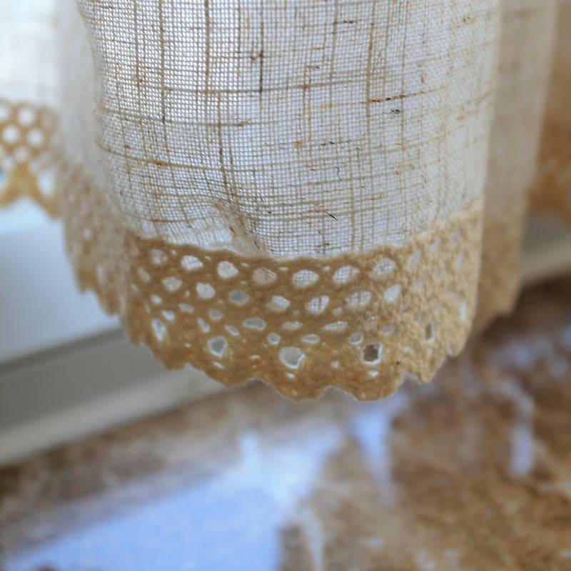 Can customize the linen small curtain rural rural rural short curtain balcony semi -curtain door curtain separation from punching