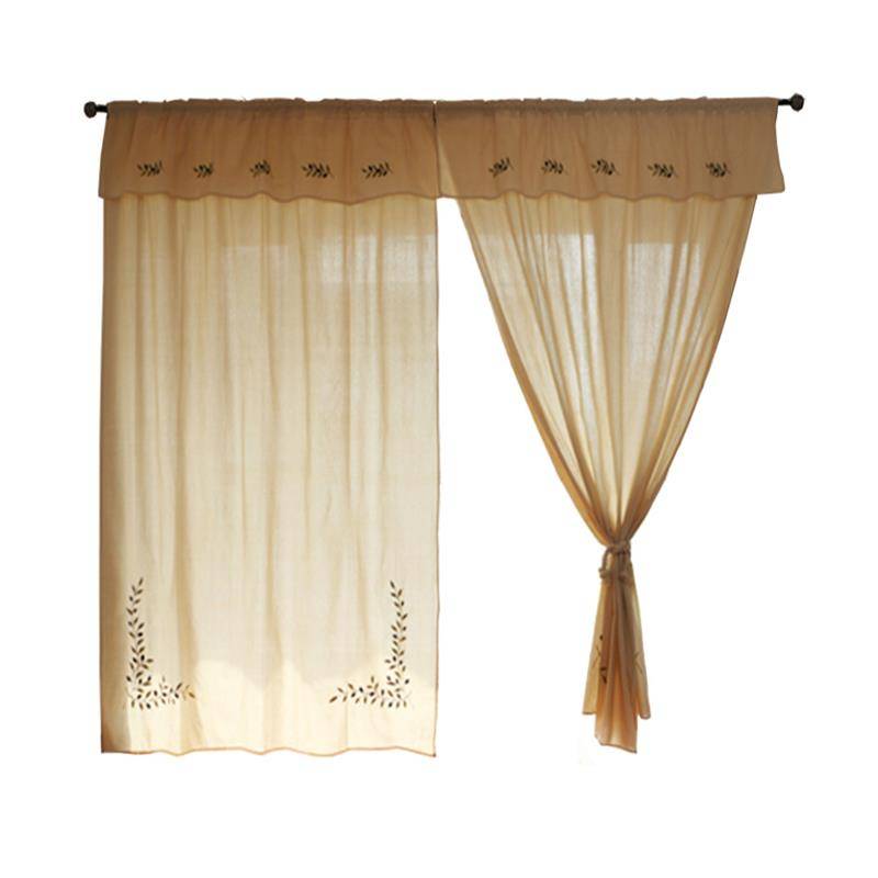 Greek original single American rural window curtain curtain finished bedroom cotton, linen embroidery shading living room curtain