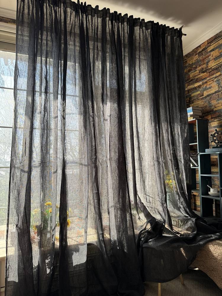 Pure color curtain of plain American retro linen window screen