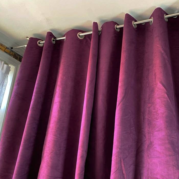 The living room bedroom dark purple curtain partition decorative curtain, simple solid color punching finished finished light curtain i.