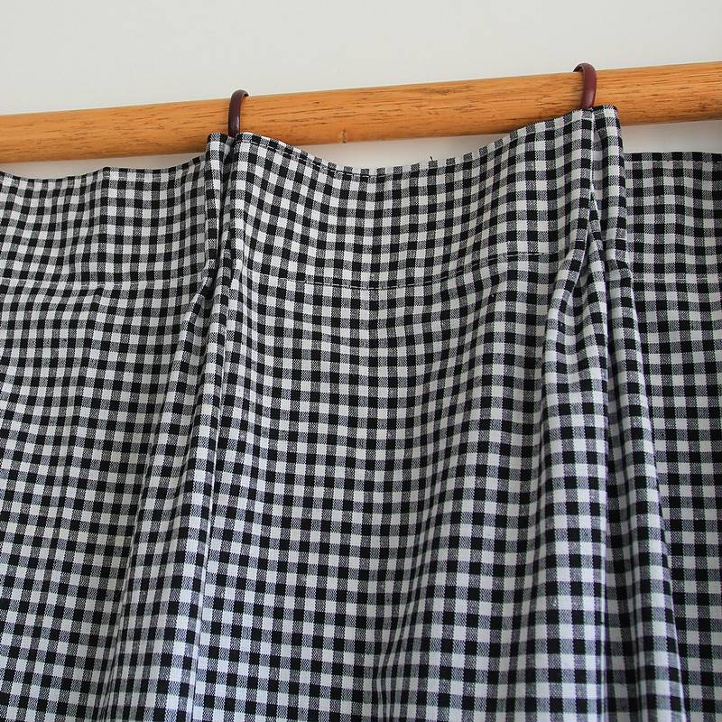 Fresh inventory grid polyester cotton curtain finished special price short curtain half curtain hook bedroom bay window simple and modern