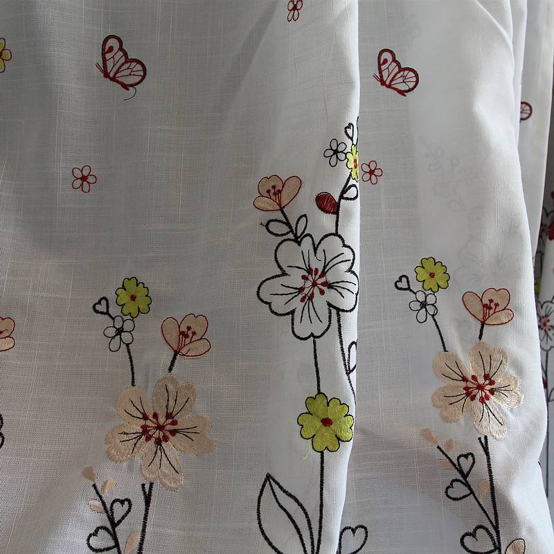 Embroidery curtains can customize the linked hook models Podong balcony bedroom bay windows simple semi -shading