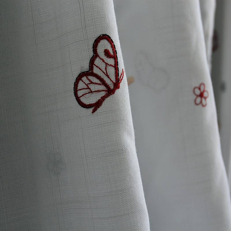 Embroidery curtains can customize the linked hook models Podong balcony bedroom bay windows simple semi -shading