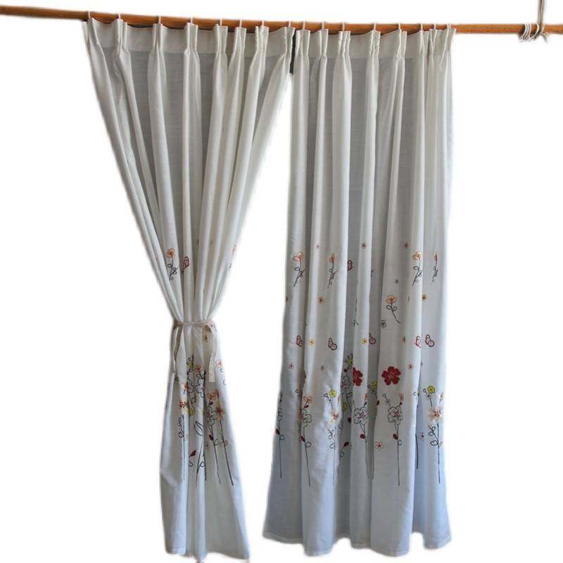 Embroidery curtains can customize the linked hook models Podong balcony bedroom bay windows simple semi -shading