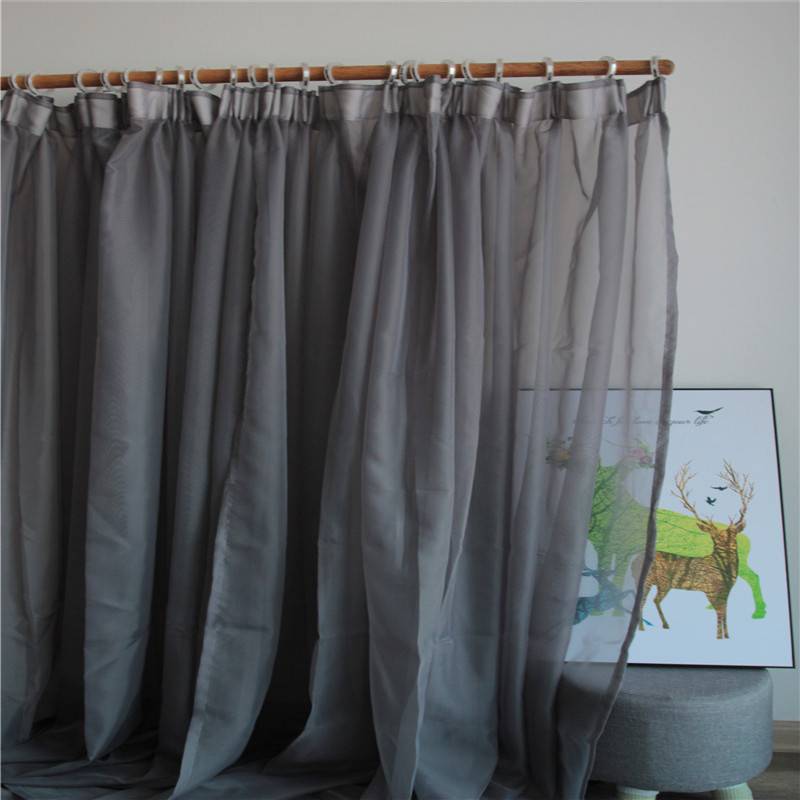 Warehouse finished product linked gray pure color curtain screen curtain special price landing bedroom balcony bay window study simple