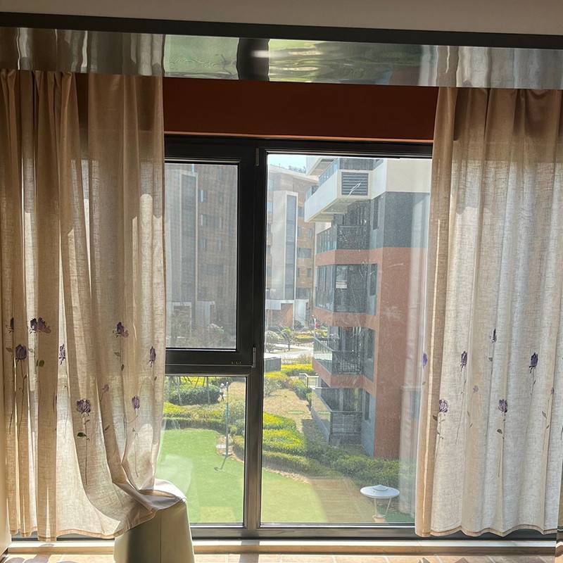 Export simplicity Modern embroidery curtain finished semi -shading bedroom balcony bay window linen linen embroidery hook rod