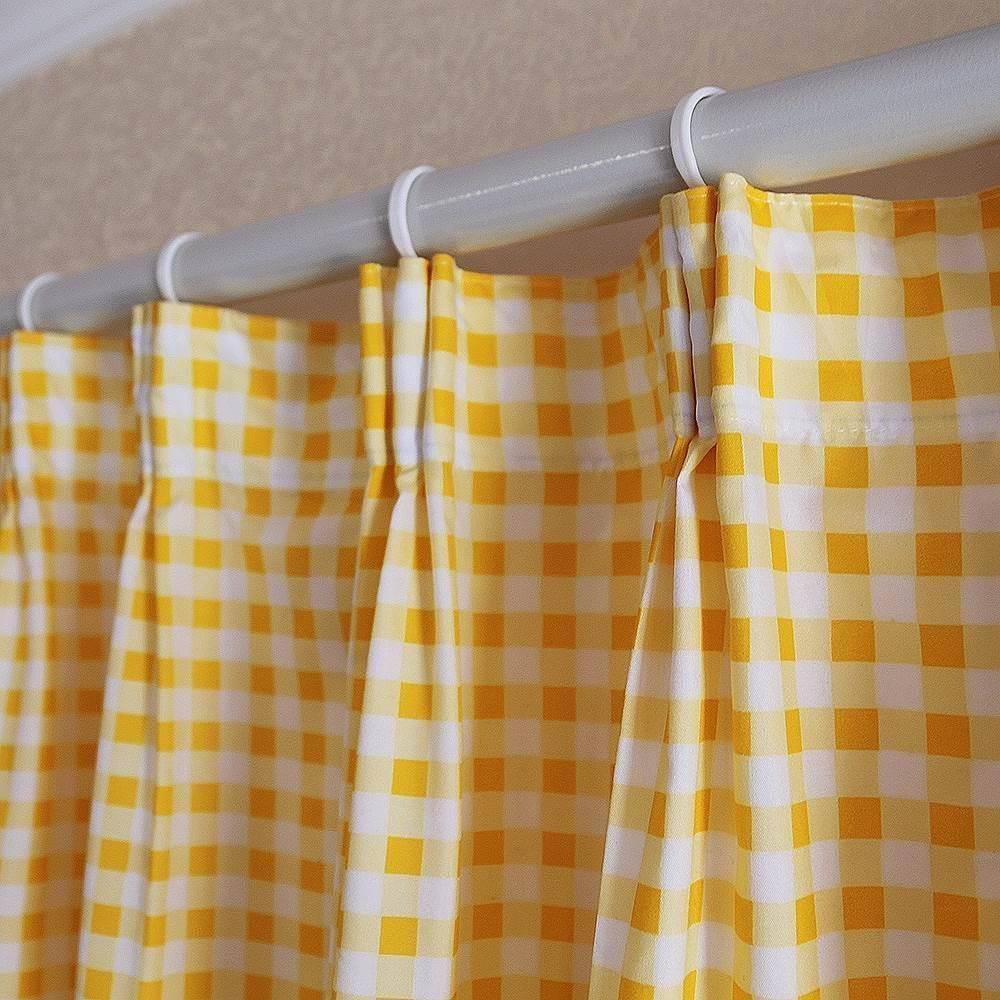 Rental house yellow plaid curtain magic stick model small fresh half curtain half -shading short curtain bedroom balcony