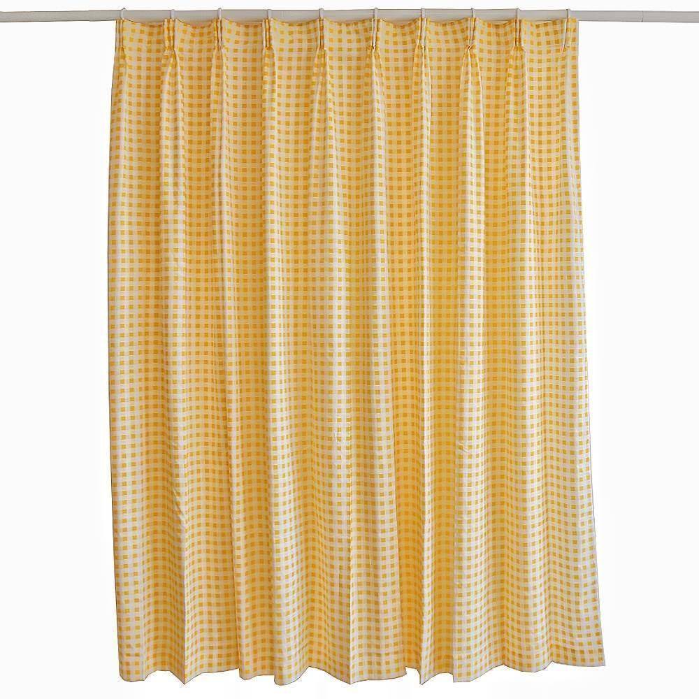 Rental house yellow plaid curtain magic stick model small fresh half curtain half -shading short curtain bedroom balcony