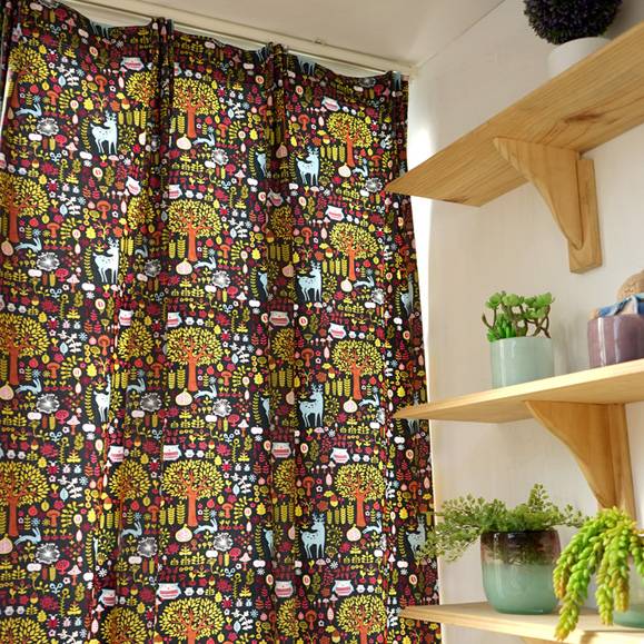 Creative new product style small tree cartoon cotton bedroom children's room fresh finished product custom curtain American style