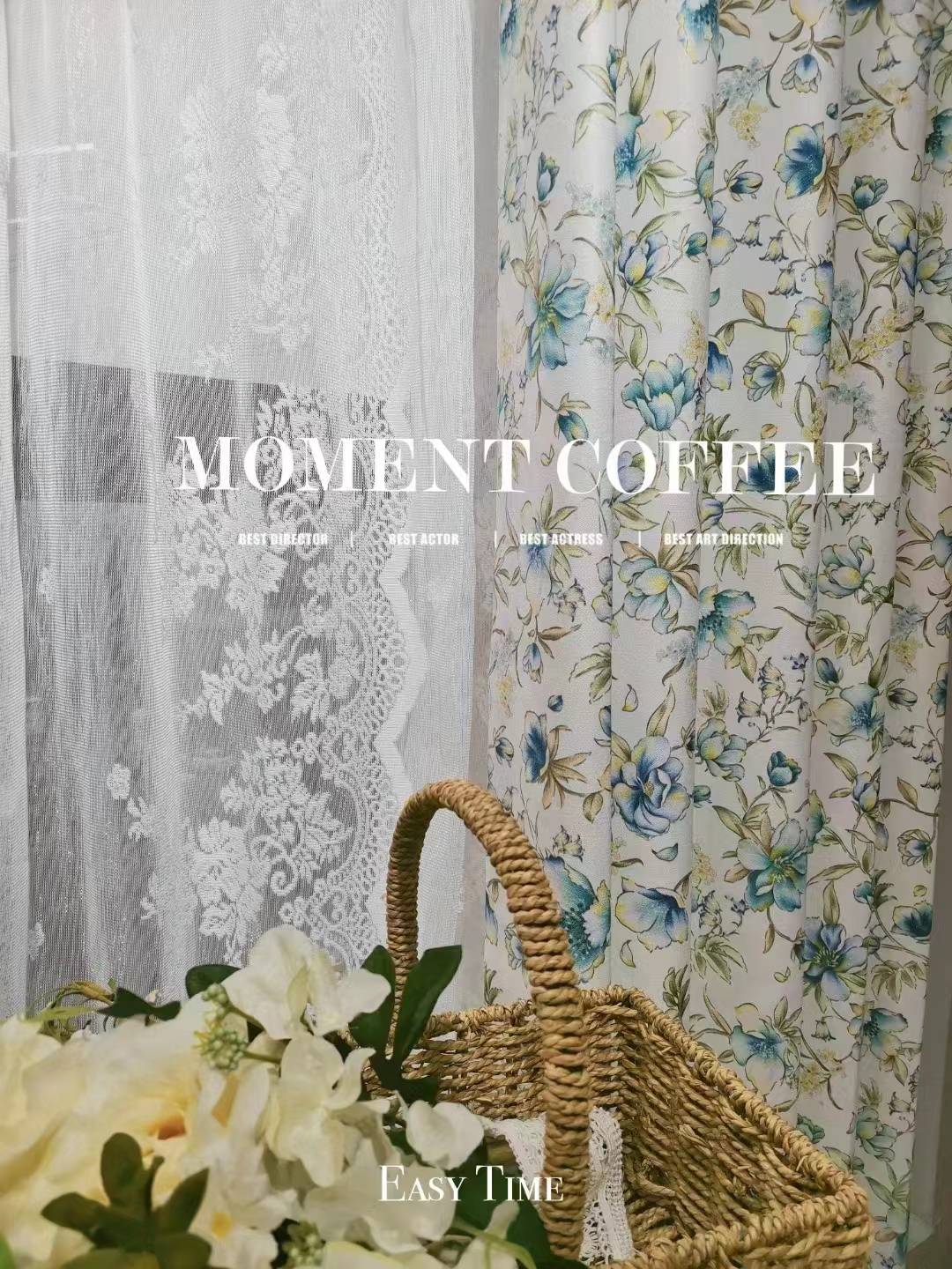 Spring flower three -color optional yellow pink blue curtain fabric export inn, homestay curtains
