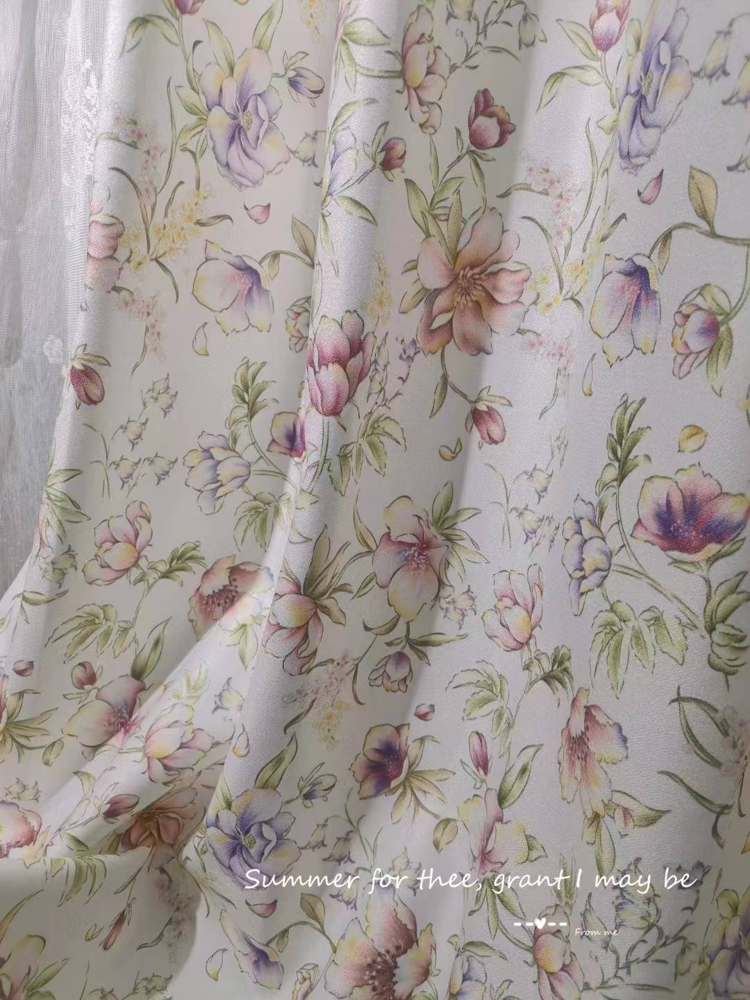 Spring flower three -color optional yellow pink blue curtain fabric export inn, homestay curtains