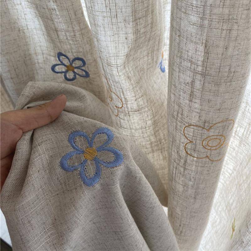 Curtain finished product embroidery simple hook model embroidered aneal cloth living room bedroom floor -to -ceiling window shading can be customized