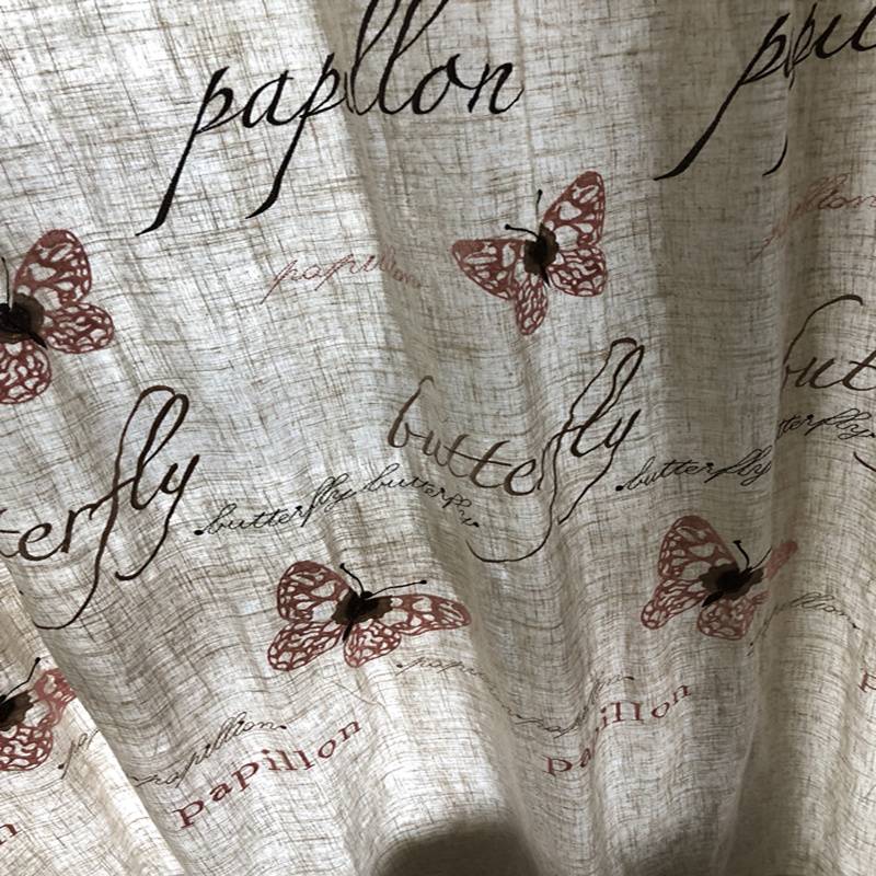 Semi -price clearance curtain American fresh pastoral style, simple modern embroidered polyester flax curtain, living room landing curtain