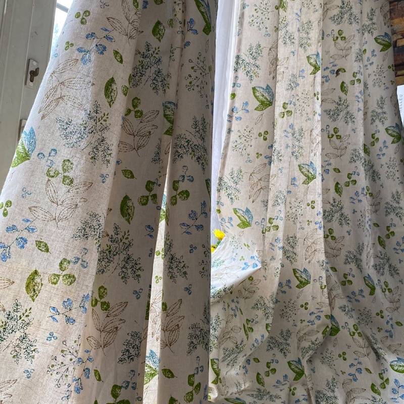 American rural cotton linen flax finished curtain bay window partition curtain simple Korean rural living room curtain
