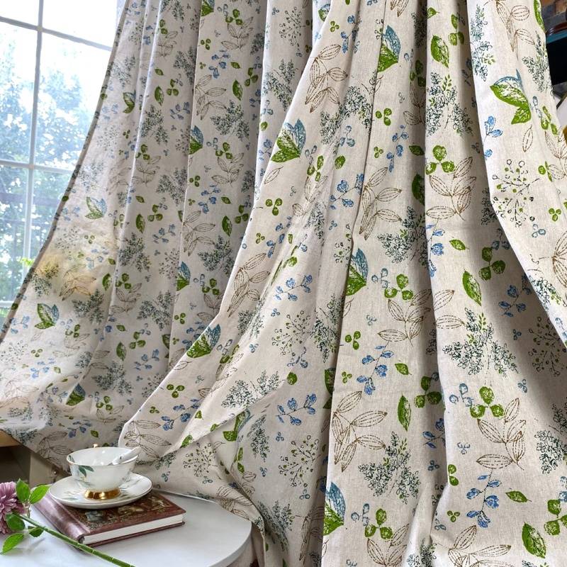 American rural cotton linen flax finished curtain bay window partition curtain simple Korean rural living room curtain