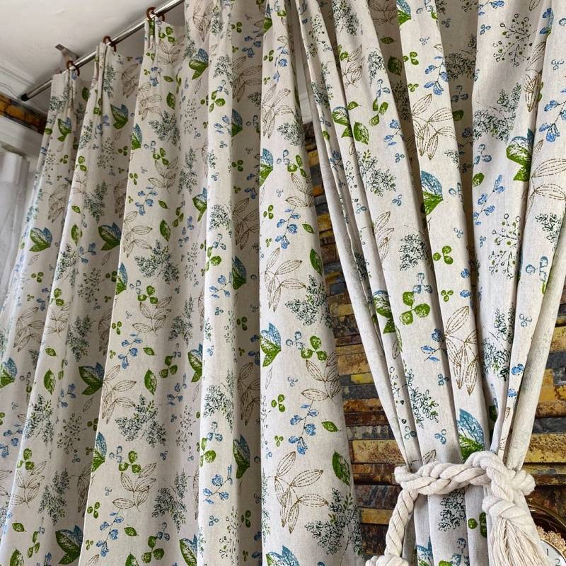 American rural cotton linen flax finished curtain bay window partition curtain simple Korean rural living room curtain