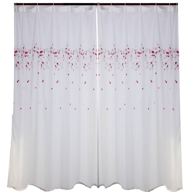 Custom export curtain finished products simple modern embroidered plum blossom white half -shading screen curtain floor window living room window screen