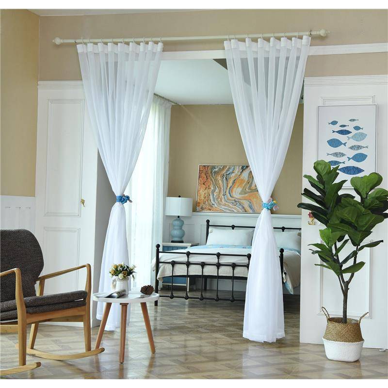 Export solid color curtain window screen hook screen curtain punching the semi -shaped light platform living room bay window finished product can be customized