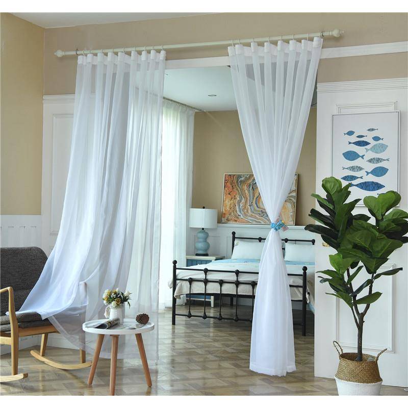 Export solid color curtain window screen hook screen curtain punching the semi -shaped light platform living room bay window finished product can be customized