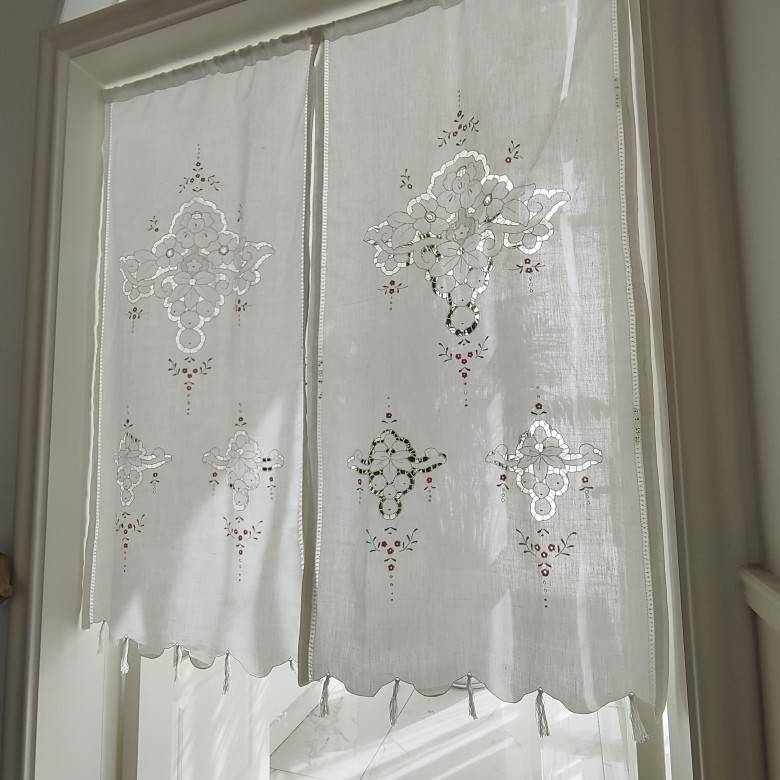 Linellia hollow embroidery curtain curtain partition curtain white long clause