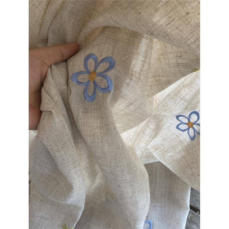 Curtain finished product embroidery simple hook model embroidered aneal cloth living room bedroom floor -to -ceiling window shading can be customized