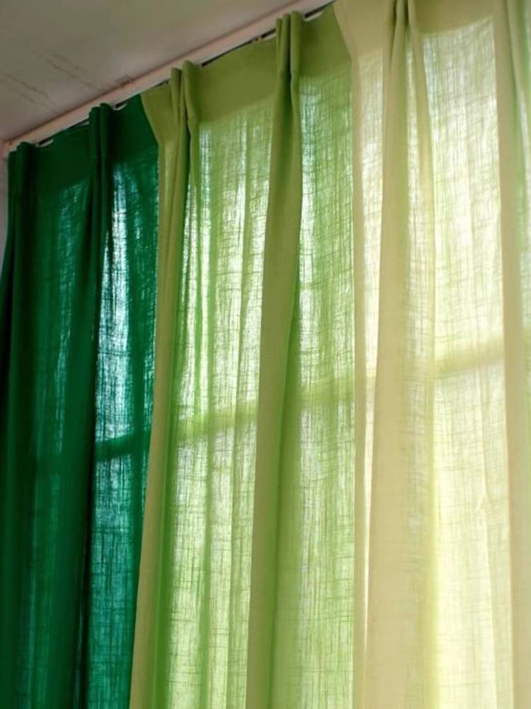 Curvy cotton linen semi -shading French style finished curtain